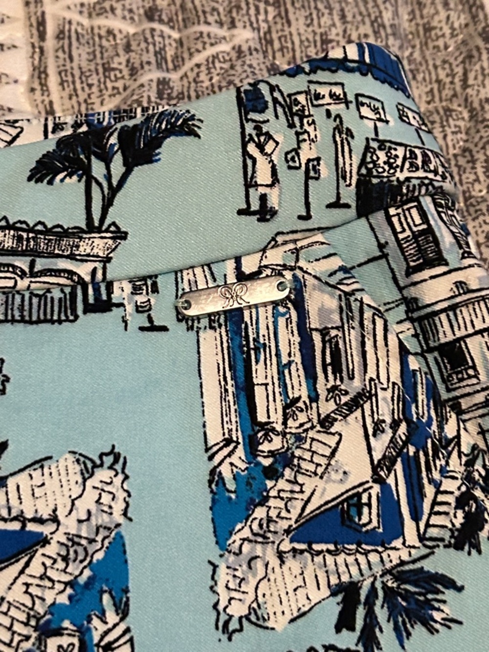 Rafaella Light Blue and White Travel-Print Skort - Picture 3 of 6